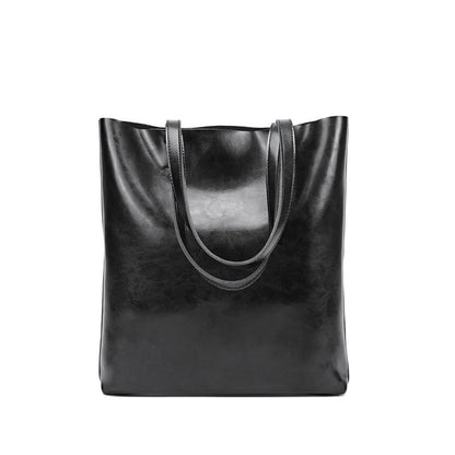 Women's Genuine Cowhide Leather Bag - Stylish and Simple Design with Double Straps
