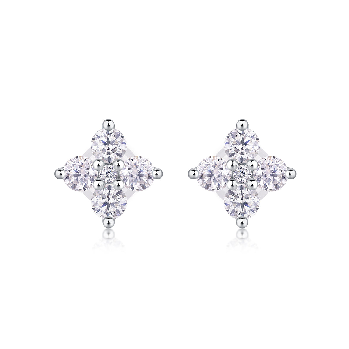 Moissanite Sweetheart Stud Earrings - S925 Silver Platinum Plated French Set