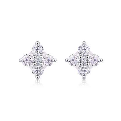 Moissanite Sweetheart Stud Earrings - S925 Silver Platinum Plated French Set