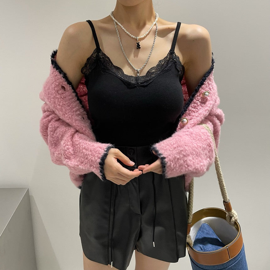 Loose Puff Sleeve Knitted Sweater - Long Sleeve Pullover Top