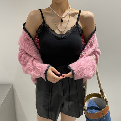 Loose Puff Sleeve Knitted Sweater - Long Sleeve Pullover Top