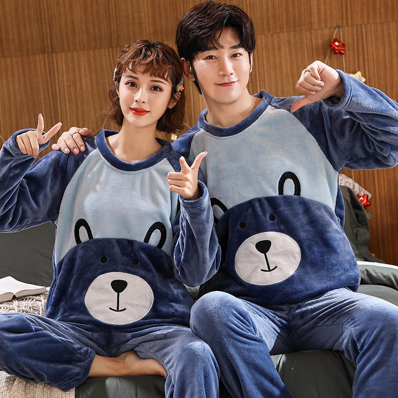 Couples Flannel Pajama Set - Warm Velvet Thickened Sleepwear for Men & Women
