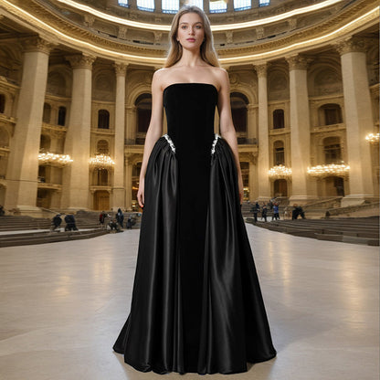 Women's Strapless High Waist Maxi Dress – Sleeveless Elegant Formal Gown