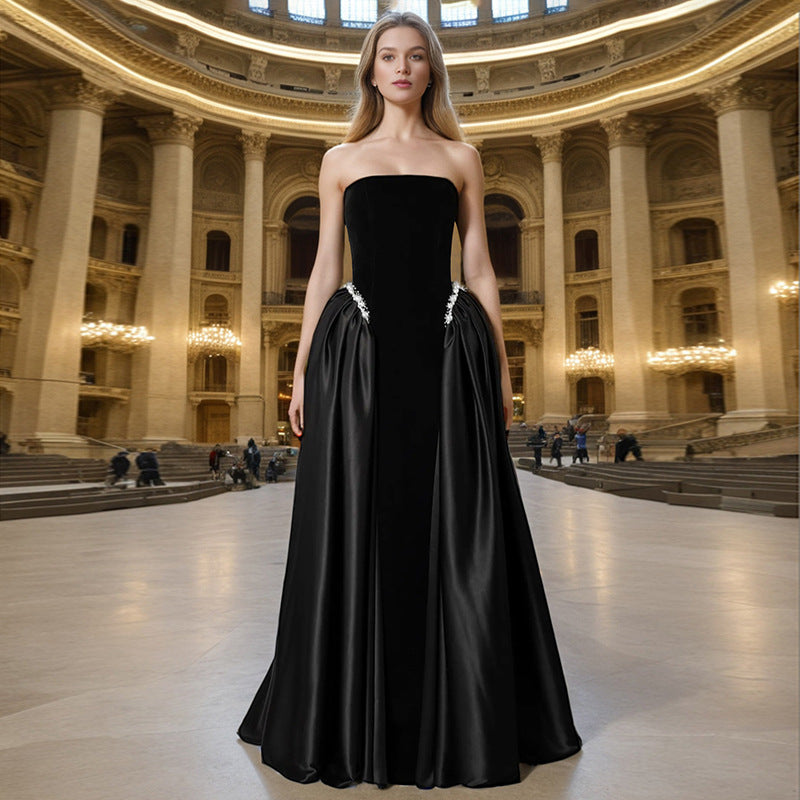 Women's Strapless High Waist Maxi Dress – Sleeveless Elegant Formal Gown