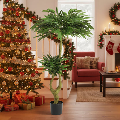 5FT Artificial Willow Tree with Natural Foliage in Black Pot - Maintenance-Free Indoor Plant for Home Office Decor