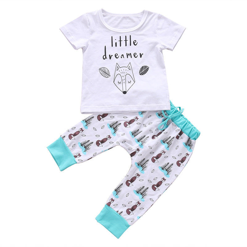 Cotton Baby Outfit Set - T-Shirt and Pants for Newborns & Toddlers