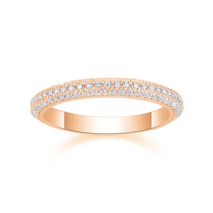 Moissanite Sterling Silver Wedding Ring Set - Platinum Plated Band