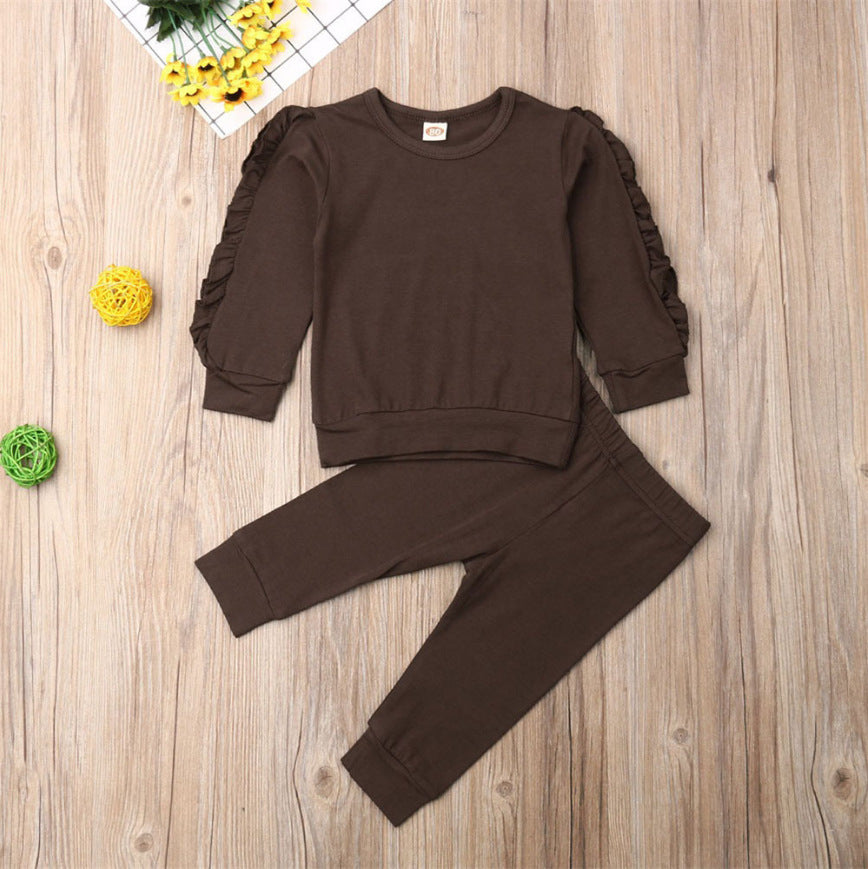 Baby Ruffle Sweatshirt Set - 2-Piece Long Sleeve Top & Pants Outfit
