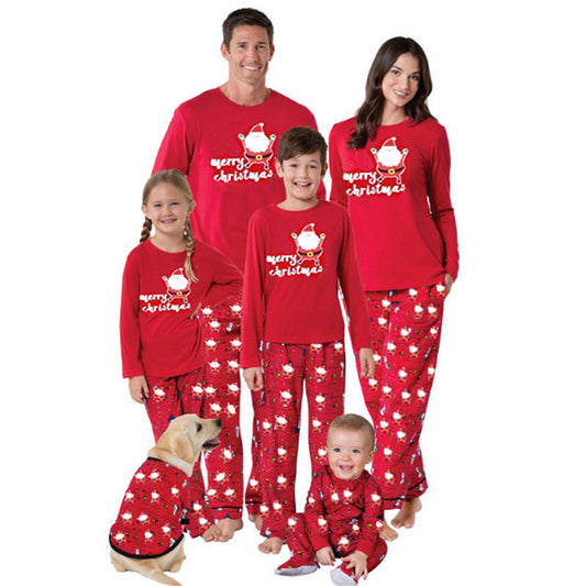 Christmas Family Pajama Set - Two-Piece Red Polyester Sleepwear