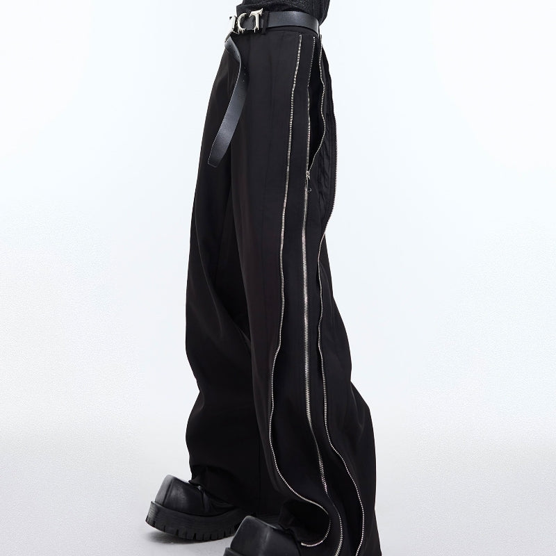 Double Layer Zipper Pants - Modern Deconstructed Design Casual Trousers