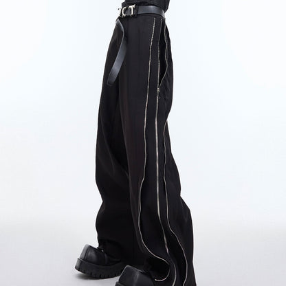 Double Layer Zipper Pants - Modern Deconstructed Design Casual Trousers