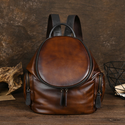 Soft Leather Backpack - Retro Forest Style Women's Bag
