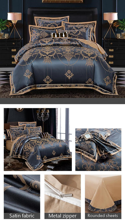 Luxury Cotton Jacquard Bedding Set - 100% Long-Staple Cotton Duvet Cover Set