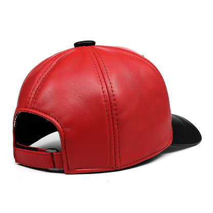 Genuine Lambskin Leather Baseball Cap - Unisex Adjustable Dome Crown Hat