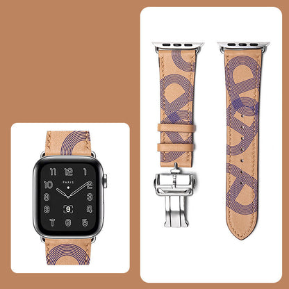 Premium Leather Smartwatch Strap with Butterfly Clasp - Hand-Stitched Band