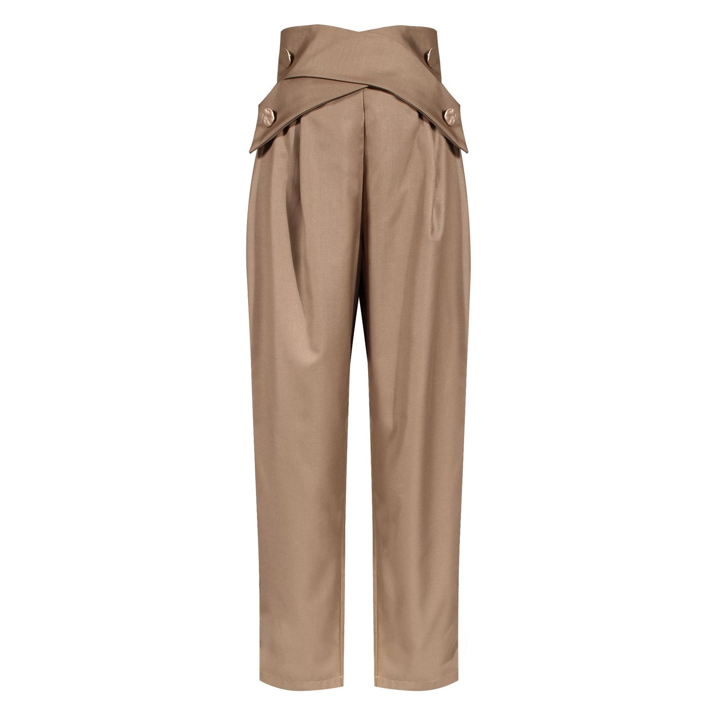 High Waist Cross Strap Radish Pants - Women's Tapered Leg Trousers with Belt