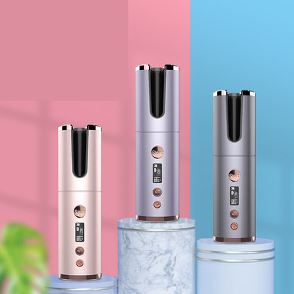 Wireless Rechargeable Automatic Rotating Curling Iron - Portable USB Hair Curler