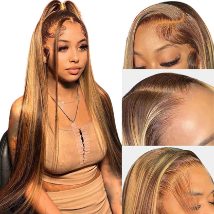Long Straight Lace Front Human Hair Wig - Real Hair