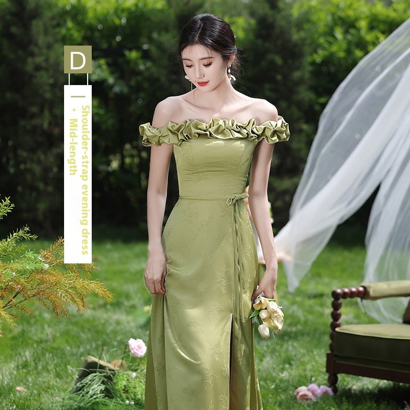 Women's Green Sleeveless High-Waist Bridesmaid Dress — Multiple Lengths & Styles
