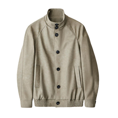 Casual Korean Retro Two-Tone Men's Synthetic Leather Coat - Short Loose Fit Jacket