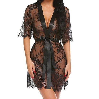 Women's Lace Sleepwear - V-Neck Polyester Pajamas