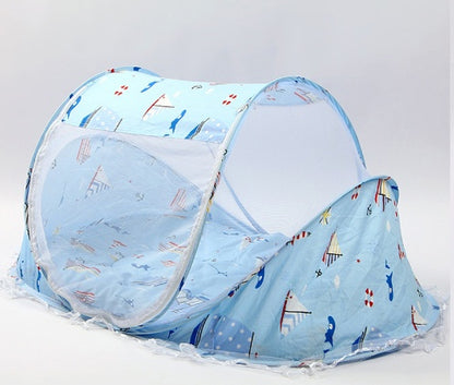 Foldable Baby Mosquito Net Bed - 3-Piece Set with Mattress & Pillow