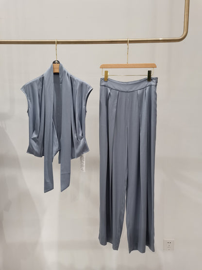 V-Neck Wrap Tie Waist Silk Shirt | Premium Women's Blouse