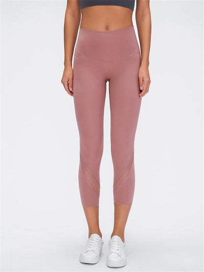 Fast-Drying Fitness Mesh Capri Pants - Women's Running Leggings