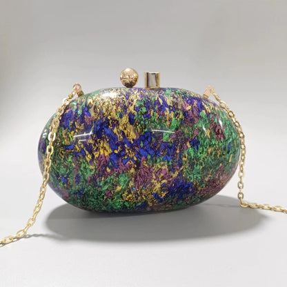 Shell-Shaped Acrylic Crossbody Bag - Sequin Detail Fashion Handbag