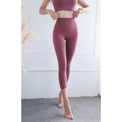 High-Waist Skinny Yoga Cropped Pants - Nylon Capri Leggings