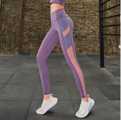 Two-Piece Yoga Fitness Set - Nylon Pocket Leggings with Sports Top