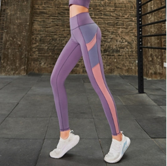 Two-Piece Yoga Fitness Set - Nylon Pocket Leggings with Sports Top