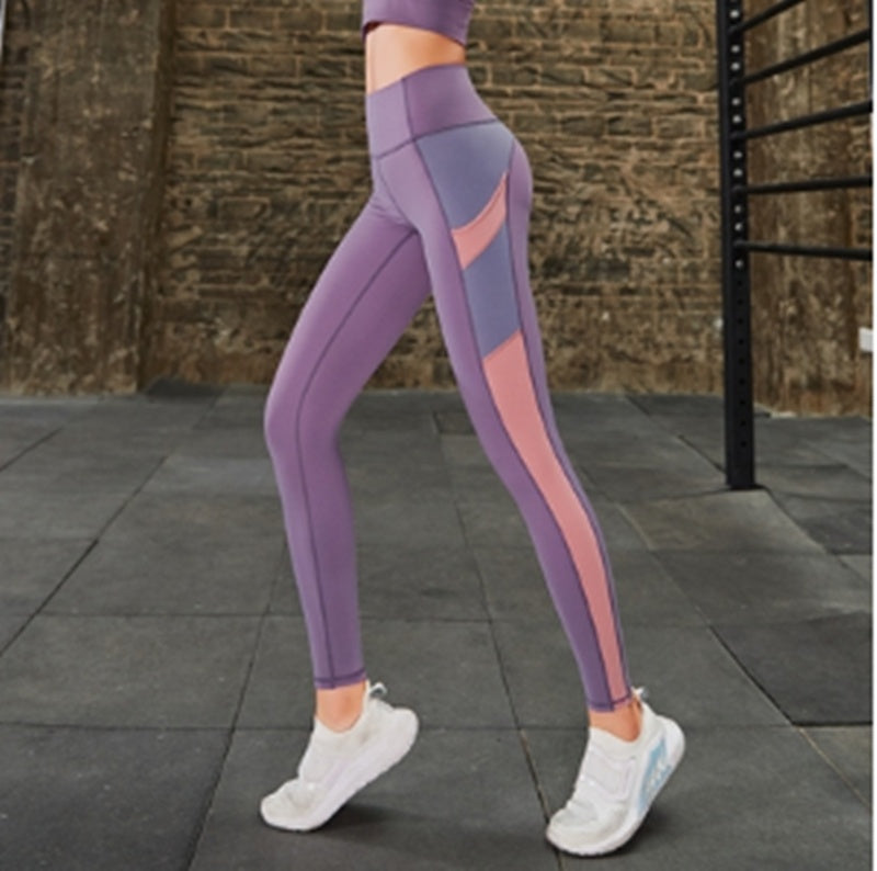 Two-Piece Yoga Fitness Set - Nylon Pocket Leggings with Sports Top