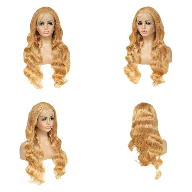 13x4 Lace Front Human Hair Wig - Color 27 Honey Blonde