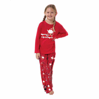 Christmas Family Pajama Set - Two-Piece Red Polyester Sleepwear
