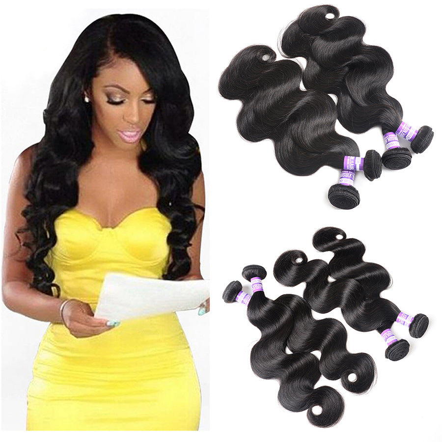 Straight Human Hair Wig - Full Size Real Hair Hairpiece in Black