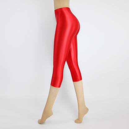 High Waist Cropped Sports Leggings - Stretch Activewear Capris
