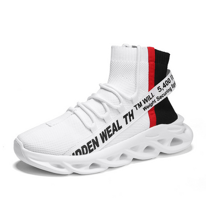 Unisex High-Top Mesh Sports Sneakers - Breathable Net Upper with Rubber Sole