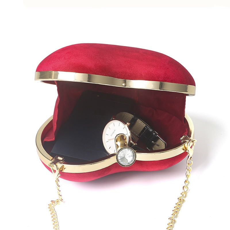 Heart-Shaped Plush Chain Bag - Casual Crossbody Handbag