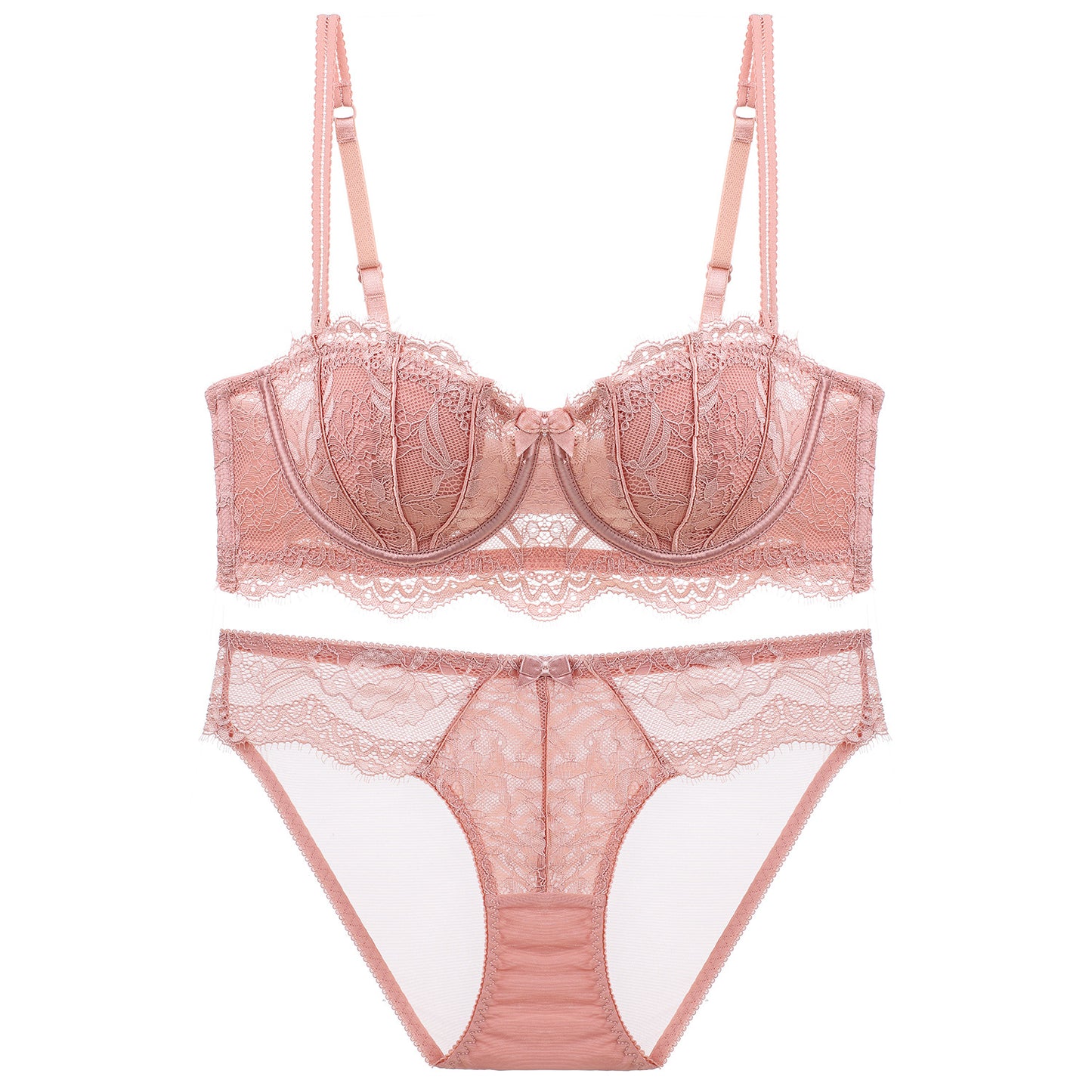 Women's Lace Strapless Bra and Shorts Set - Half Cup Convertible Design