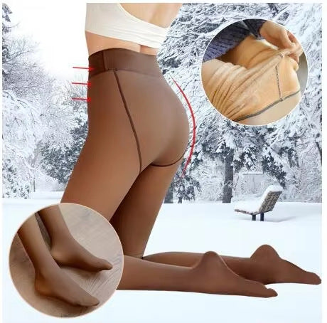 Elastic High-Waist Warm Base Layer Pants - Polyester Leggings