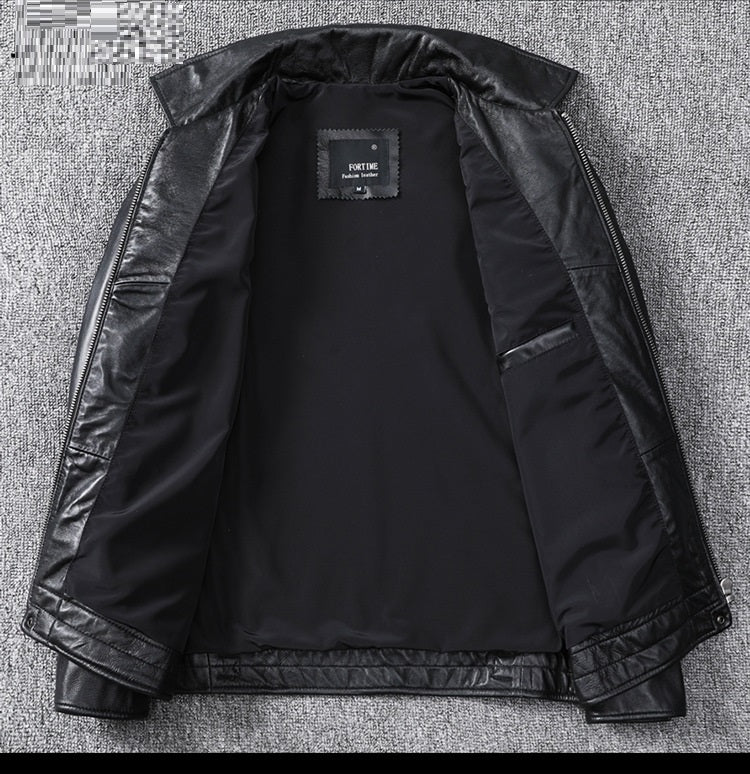 Top Layer Sheepskin Genuine Leather Men's Jacket - Fitted Casual Style