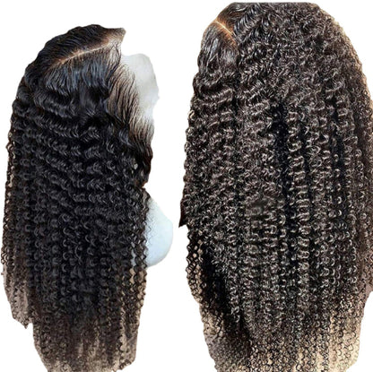 Brazilian Kinky Curly Lace Front Human Hair Wig - 9A Grade Natural Color