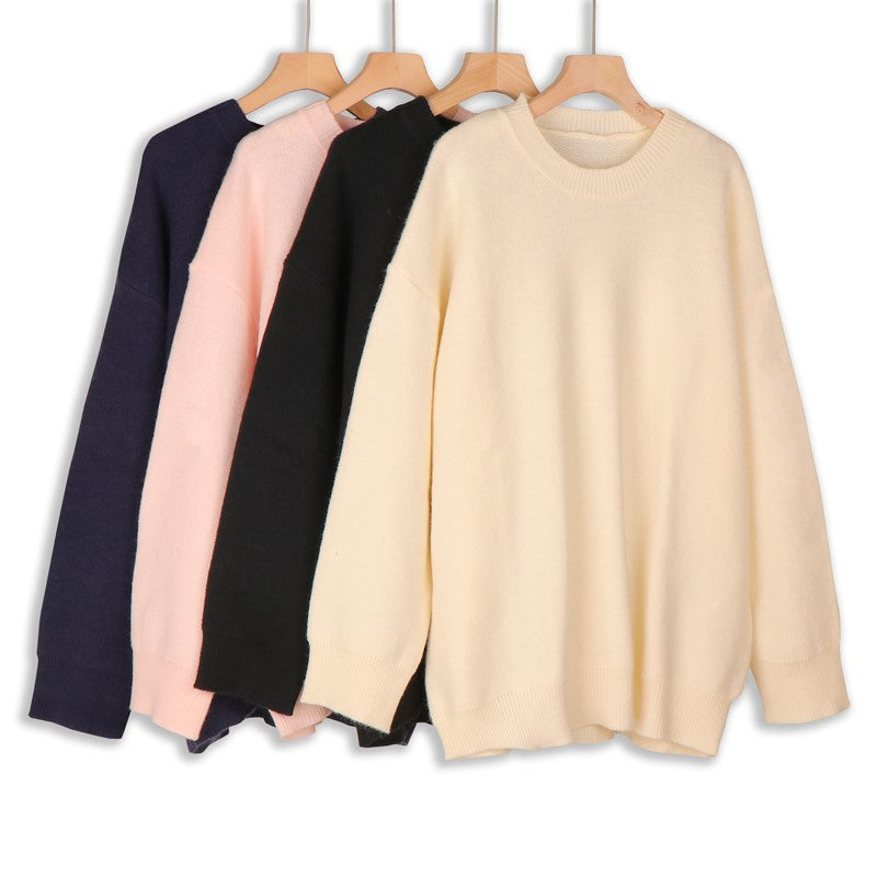 Women's Cozy Knit Pullover Sweater - Soft Ribbed Long Sleeve Top