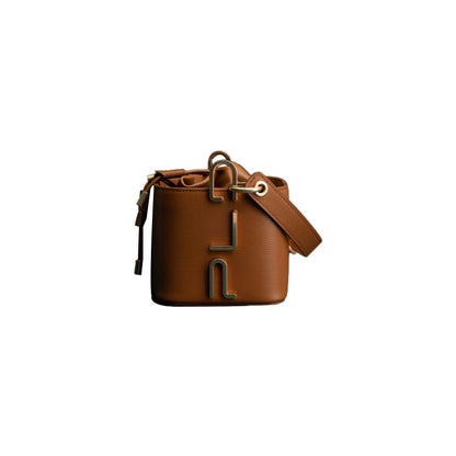 Cowhide Leather Bucket Bag - European American Fashion Handbag with Zipper Closure