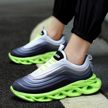 Men's Casual Sports Blade Sneakers - Breathable Lycra Fabric Chunky Sole Shoes