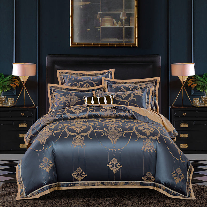 Luxury Cotton Jacquard Bedding Set - 100% Long-Staple Cotton Duvet Cover Set