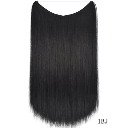 22" Invisible Wire Hair Extensions - No Clips Secret Fish Line Synthetic Hairpiece