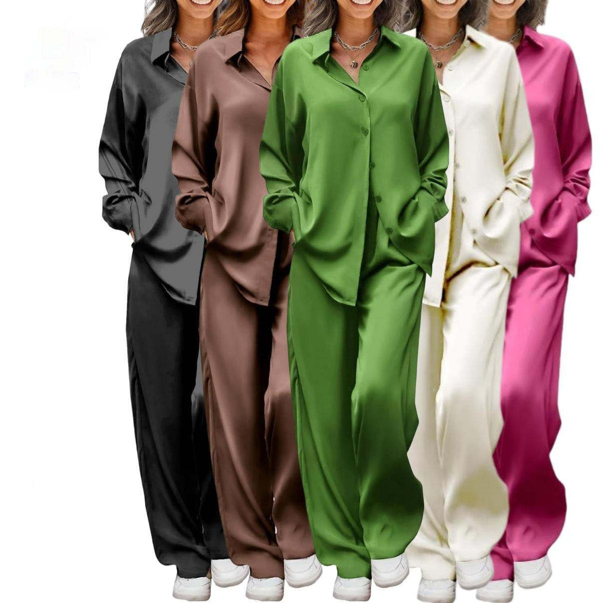 Women's Casual Relaxed Minimalist Long Suit - Elegant Commuter Two-Piece Set