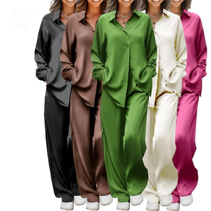 Women's Casual Relaxed Minimalist Long Suit - Elegant Commuter Two-Piece Set